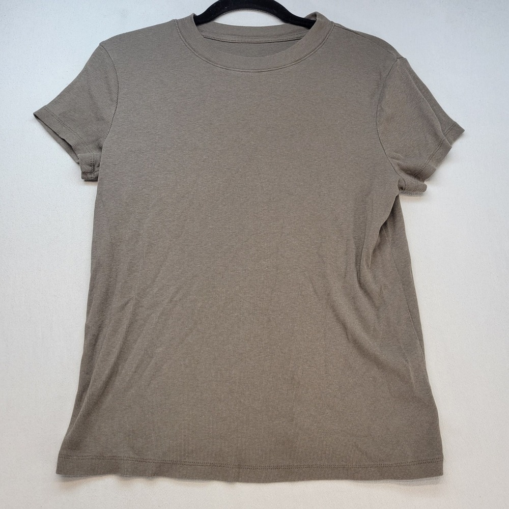 A New Day T-Shirt Womens XL Brown Ribbed Short Sleeve Crew Neck Tee